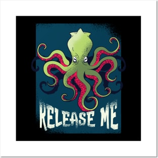 Release me Kraken cartoon Posters and Art